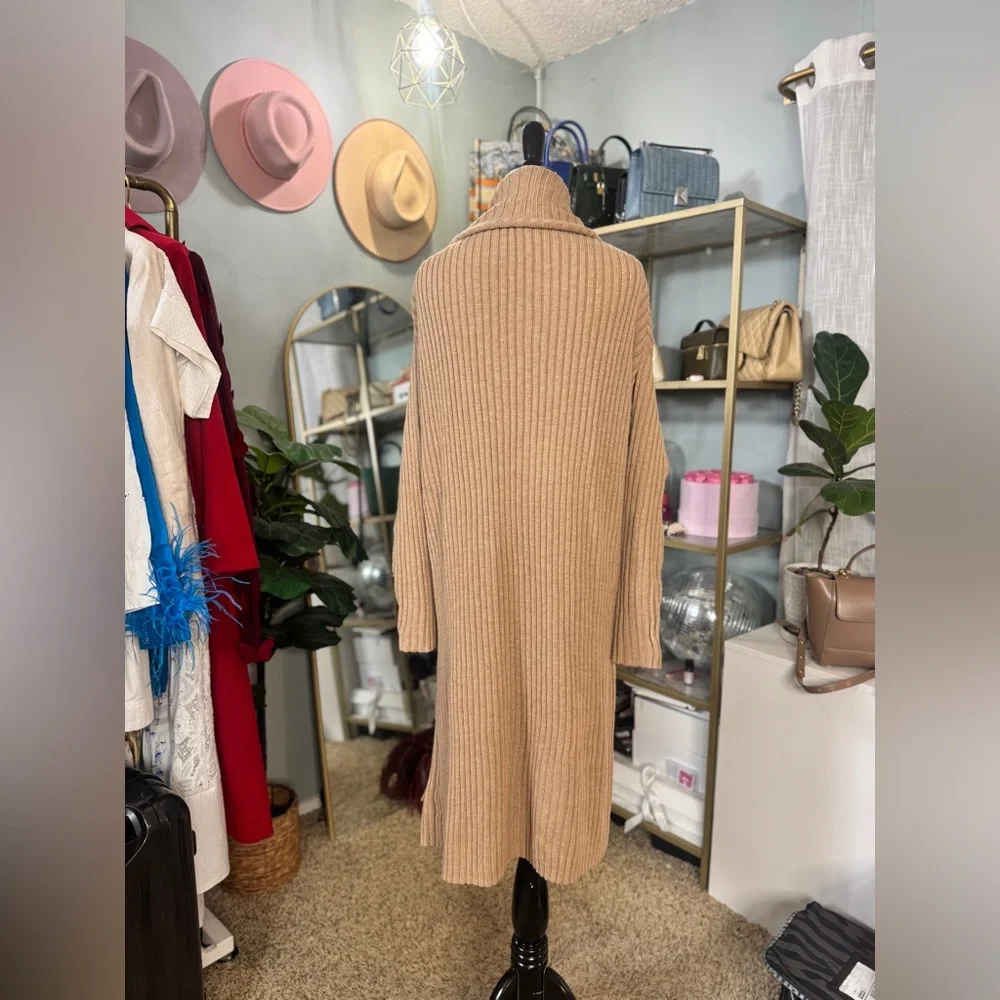 Amazon Essentials Tan Ribbed Cardigan Sweater - Picture 3 of 4